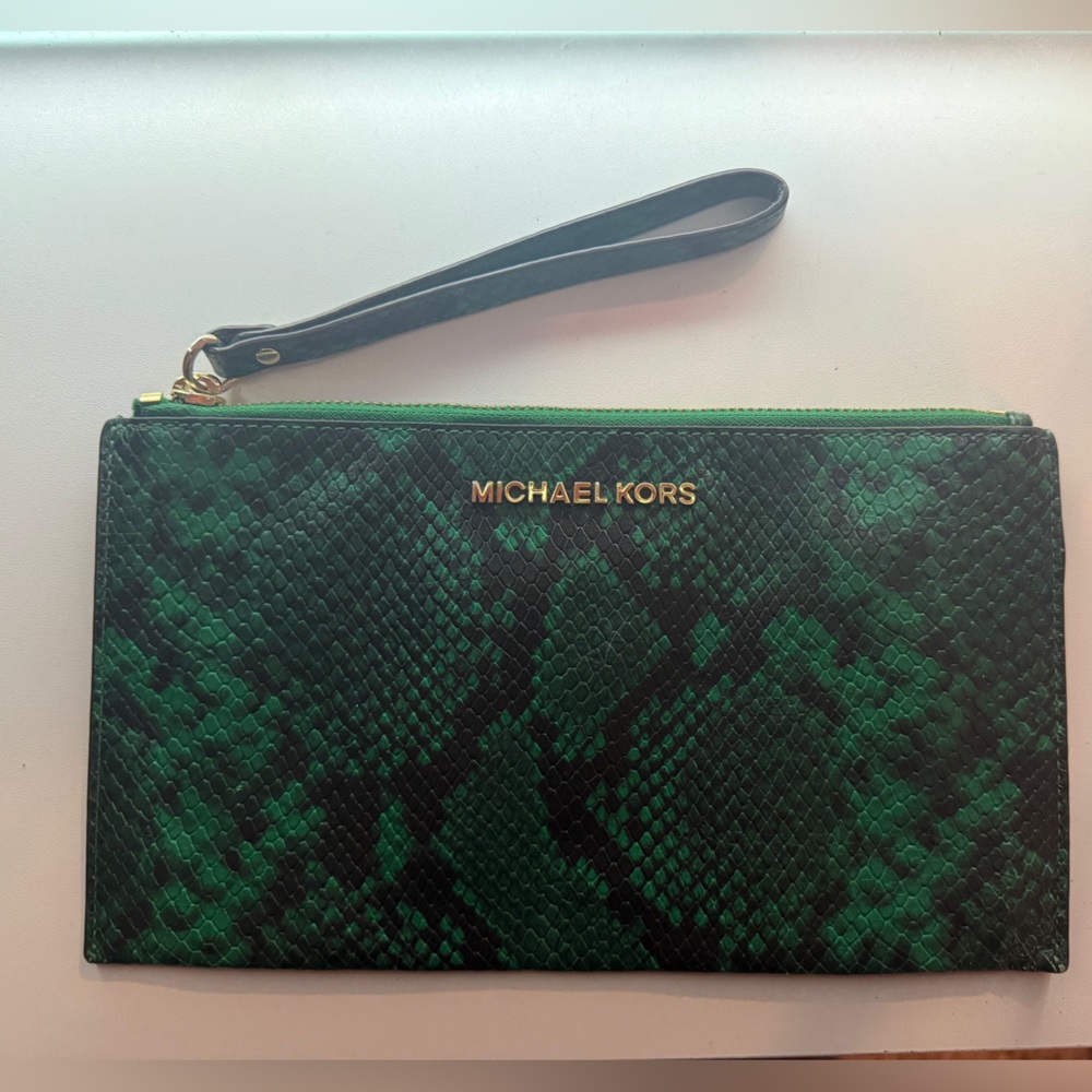 Michael Kors Emerald Snake Pattern Wristlet